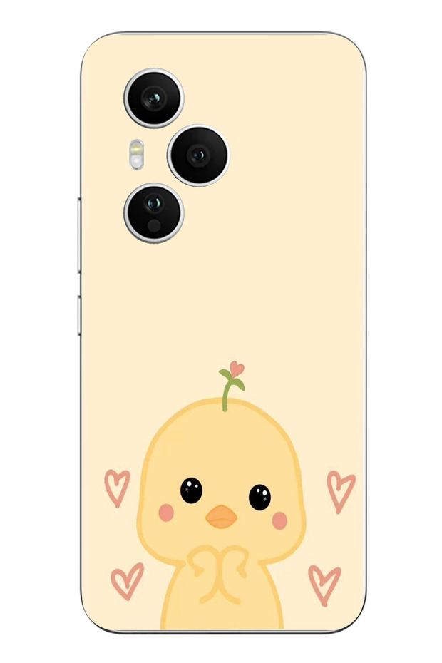 حافظة سيليكون مطبوع متوافقة مع هاتف Honor 400 PRO بنمط كتكوت لطيف وقلب - 1