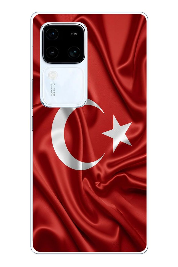 حافظة سيليكون متوافقة مع علم تركيا مطبوع لهاتف Vivo V30