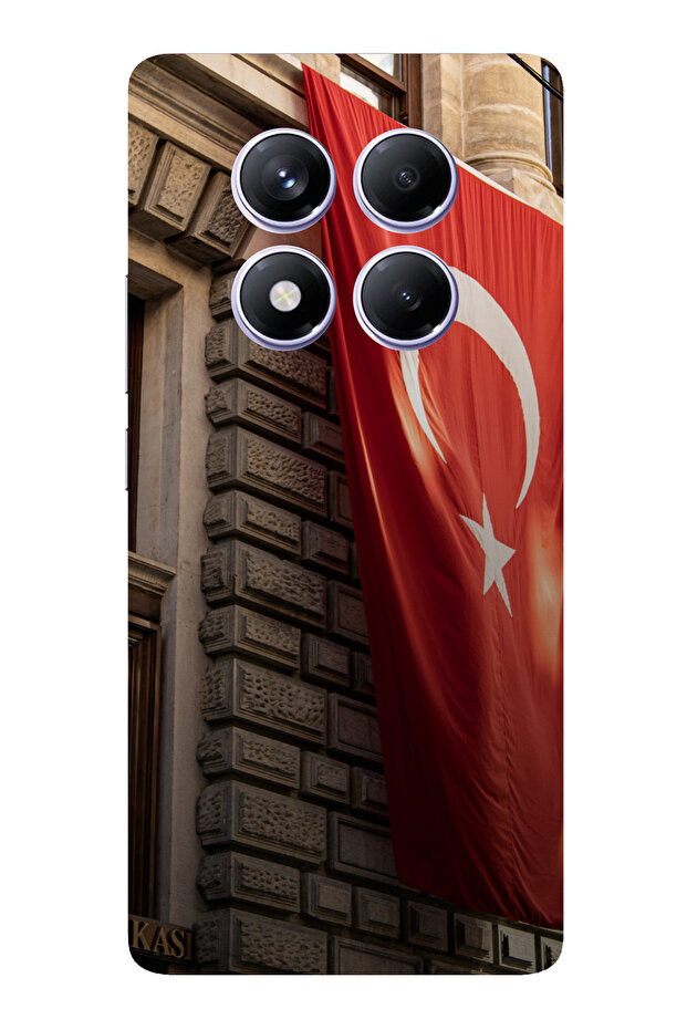 حافظة سيليكون متوافقة مع هاتف Redmi Note 14 PRO PLUS على شكل العلم التركي مطبوع - 1