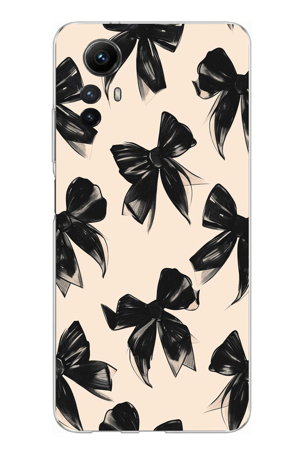 حافظة سيليكون متوافقة مع Redmi Note 12S باللون الأسود مطبوع - 1