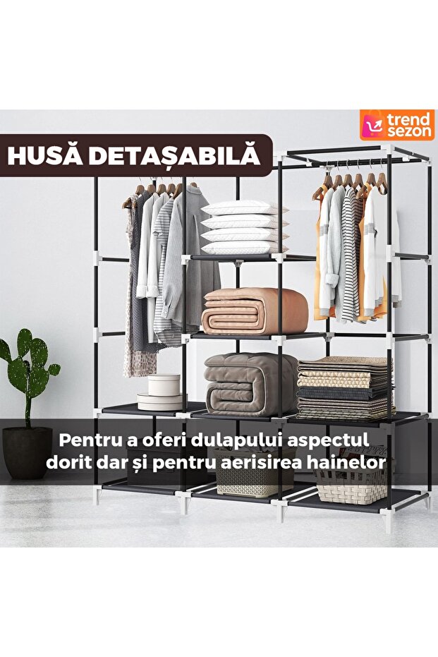 Brown Textile Wardrobe - 6