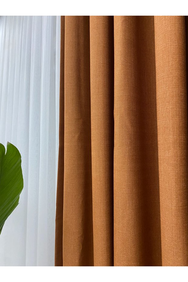 Tile Color Linen Background Curtain – 1/3 Frequently Pleated