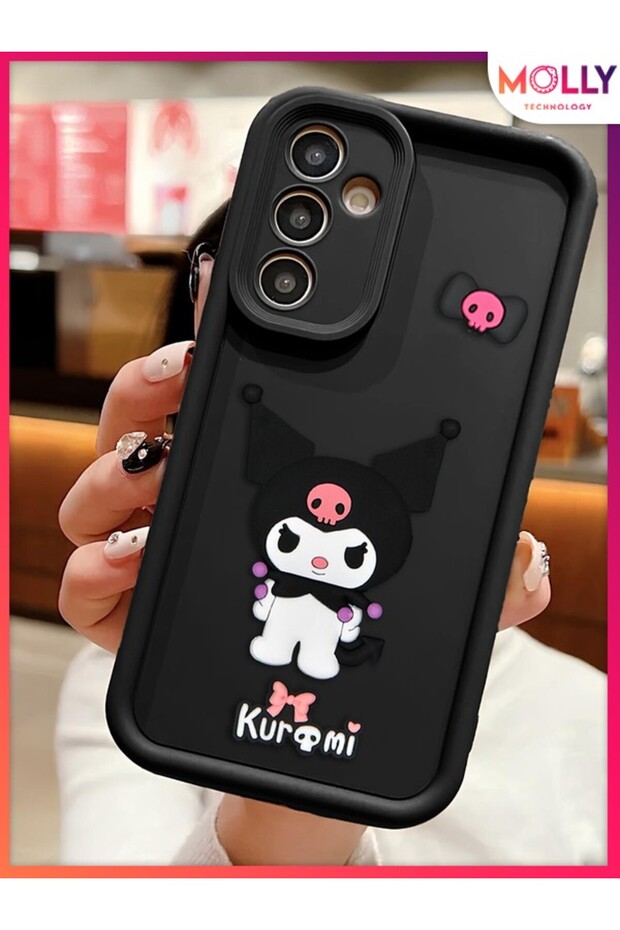 Black Edges Thick 3D Embossed Kawaii Kuromi Silicone Case for Samsung Galaxy S23 Fe