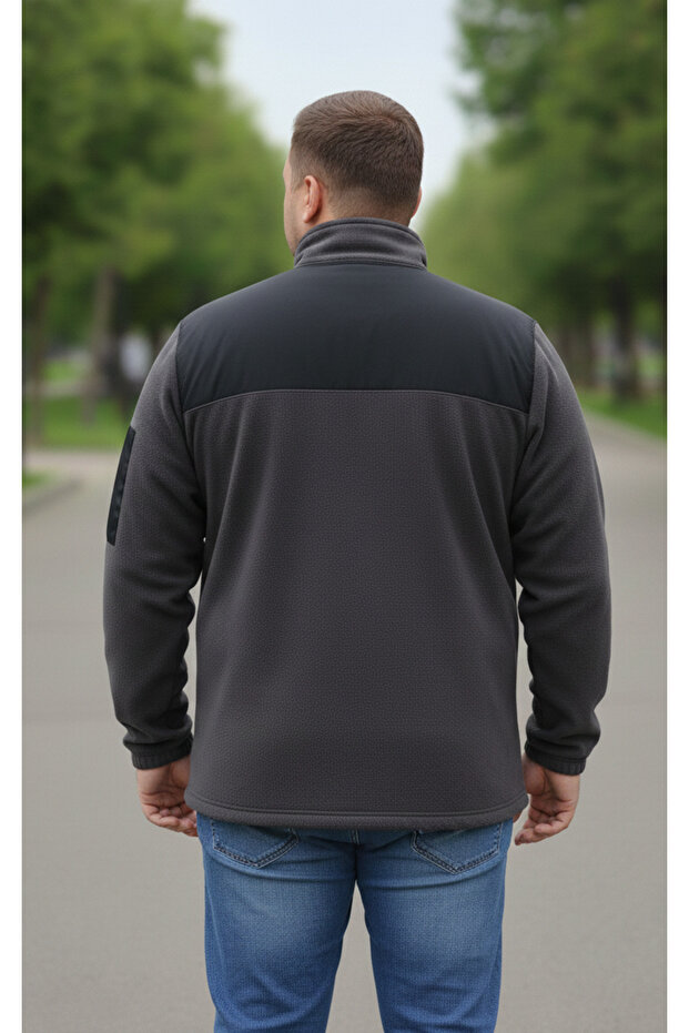 سترة صوفية رمادية كبيرة الحجم - 3