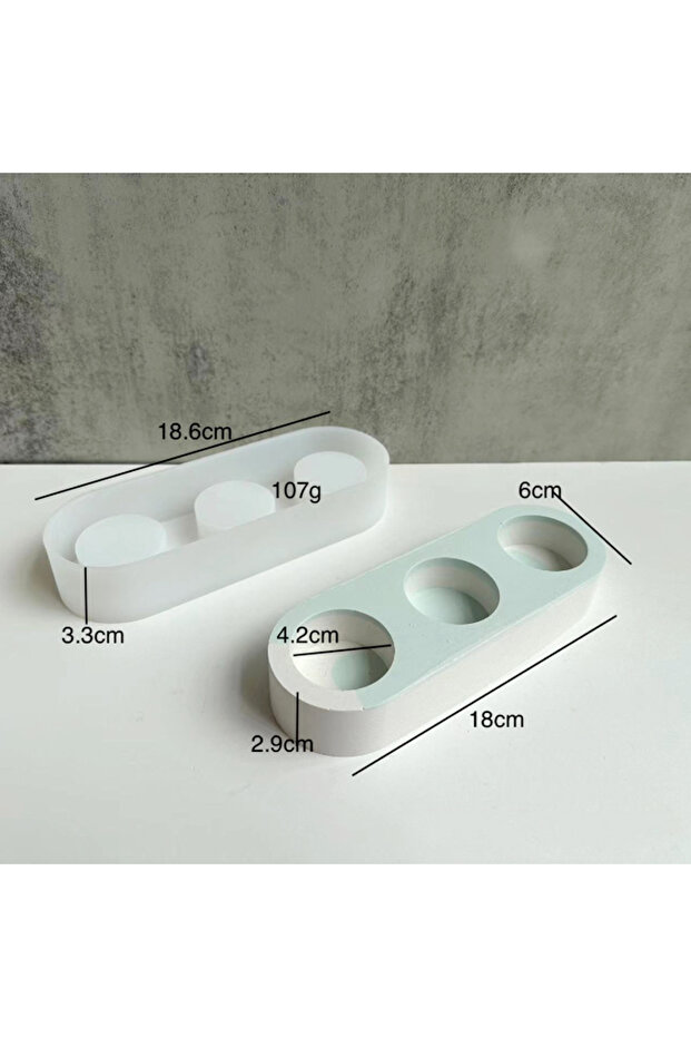 3 Holes 3 Holes Candlesticks Cement Silicone Mold DIY Cement Plaster Round Candle Holder Tray Potter