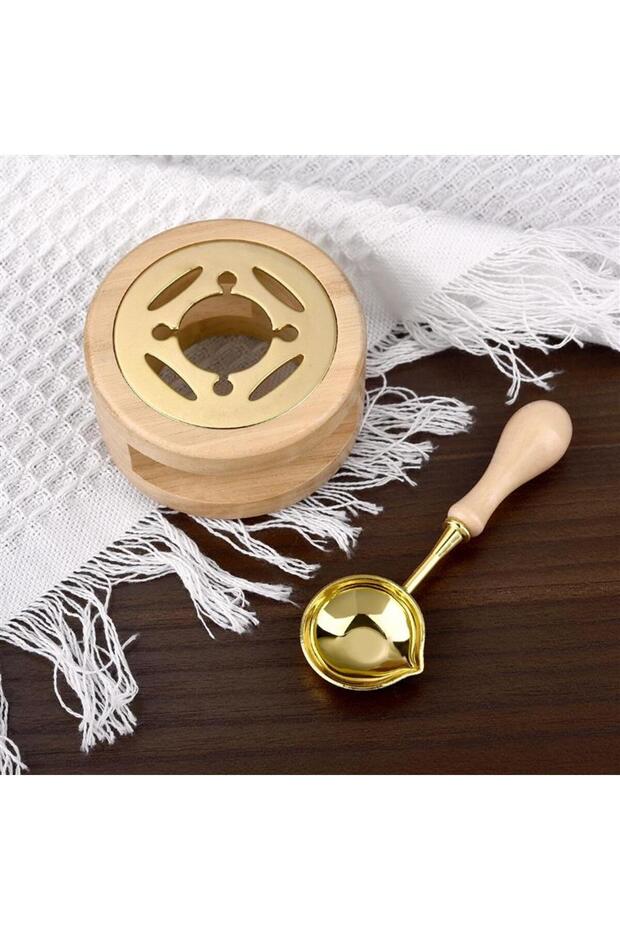Wood Color-2PCS Wax Seal Stamp Set Lacquer Furnace Solid Wood Stove Fire Paint Seal Supplies Wax Spo
