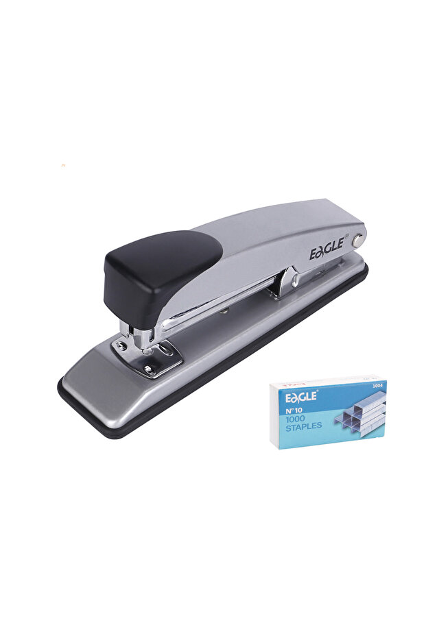 Light Grey Eagle Desktop Stapler,With free 1000 staples,Up to 20 sheets,Built-in staple remover,Scho