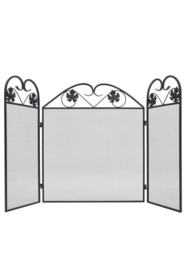 3-panel Fireplace Screen Iron Black