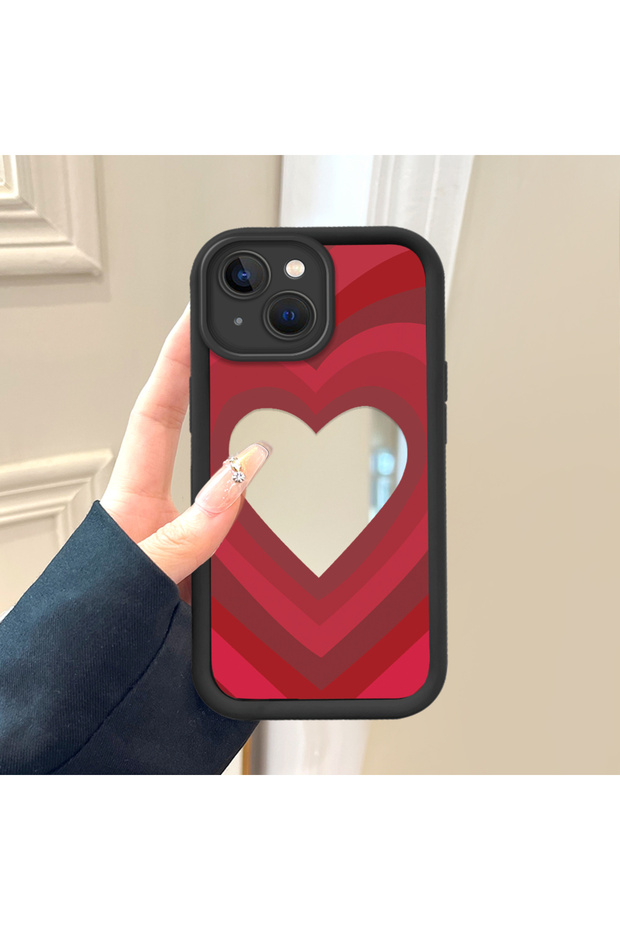 حافظة سيليكون سوداء مقاومة للسقوط متوافقة مع آيفون 13 مع وجه مرآة - 3