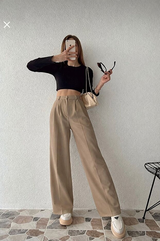 PALAZZO Lima Pants with Topstitching Oversized Cut