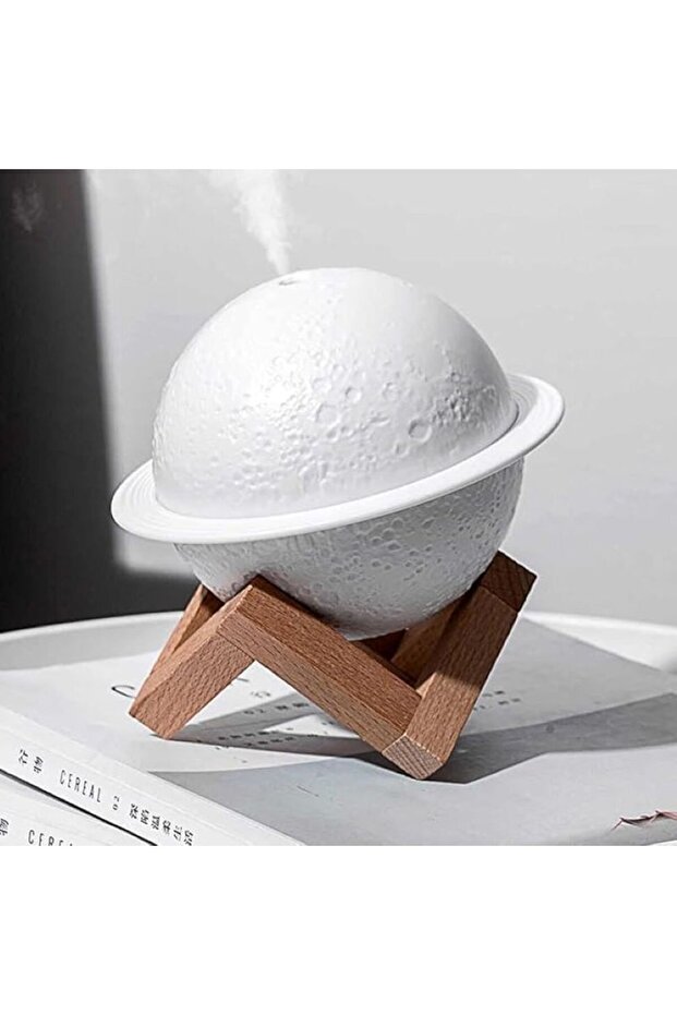 Table Desk Oil Diffuser Aroma Air Humidifier, LED Night Light with Moon Planet Design.