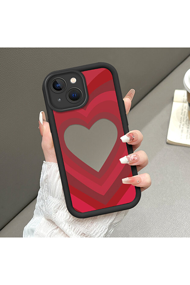 iPhone 15 Plus Compatible Drop-Resistant Black Silicone Case with Mirror Surface - 1