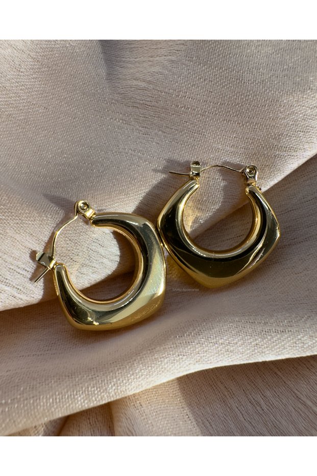 Curved Vintage Hoop Steel Earrings - Golden Retro Dome Hoop