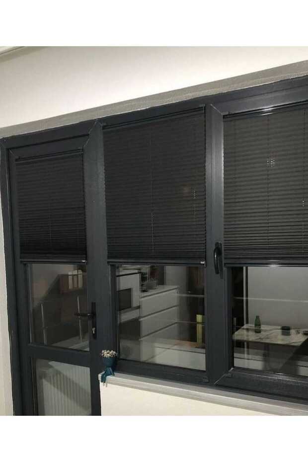SİYAH PLİSE PERDE CAM BALKON PERDESİ - 4