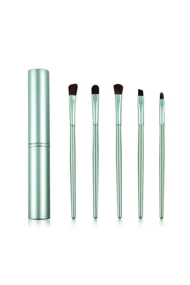 5-Piece Travel Eyeshadow Brush Set, Premium Synthetic Soft Bristles in Green