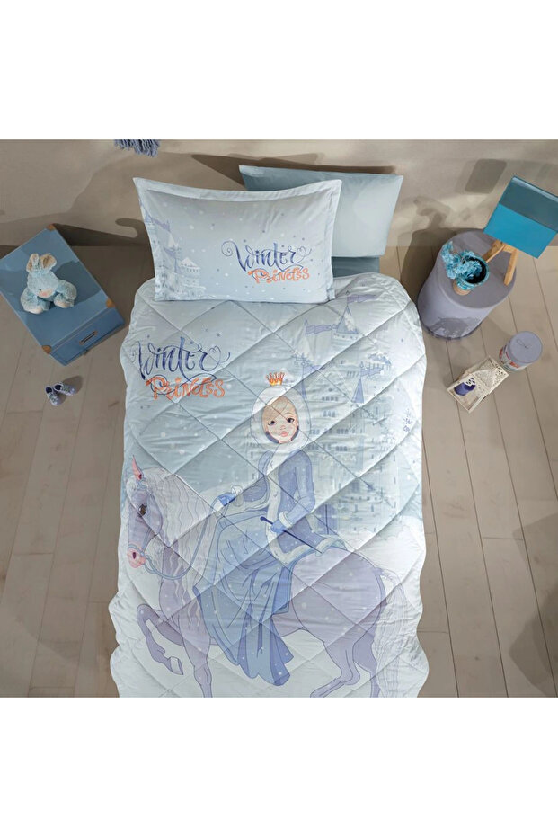 Ranforce 100% Cotton Single Duvet Set Winter Princess V1 Turquoise