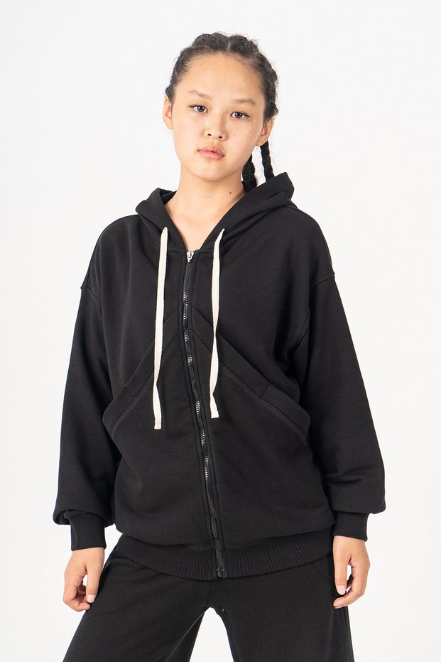 Zippered Hooded Girls' Sweatshirt - 26K 4536