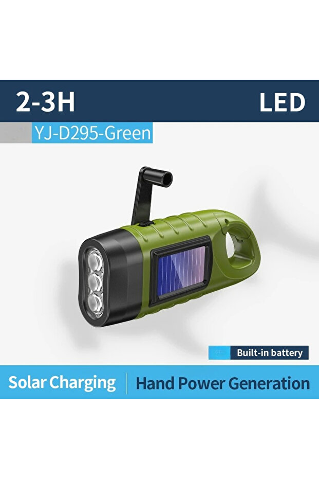 Li-Polymer Battery Green 1PC 1/2/4 PCS LED Flashlight Solar Hand Crank Flash Light Super Bright Mini