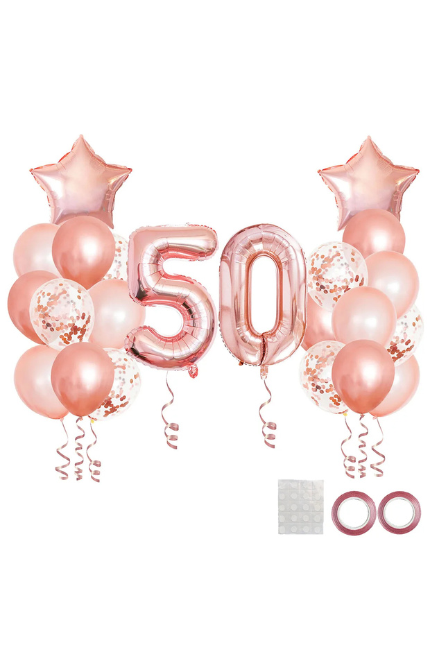 As picture Rose Gold 25pcs Rose Gold Mixed Balloons Set for 50th Birthday Party Supplies, 50 Years O