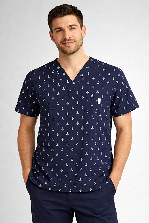 Women's Unisex Patterned Hospital Doctor Nurse Uniform Top