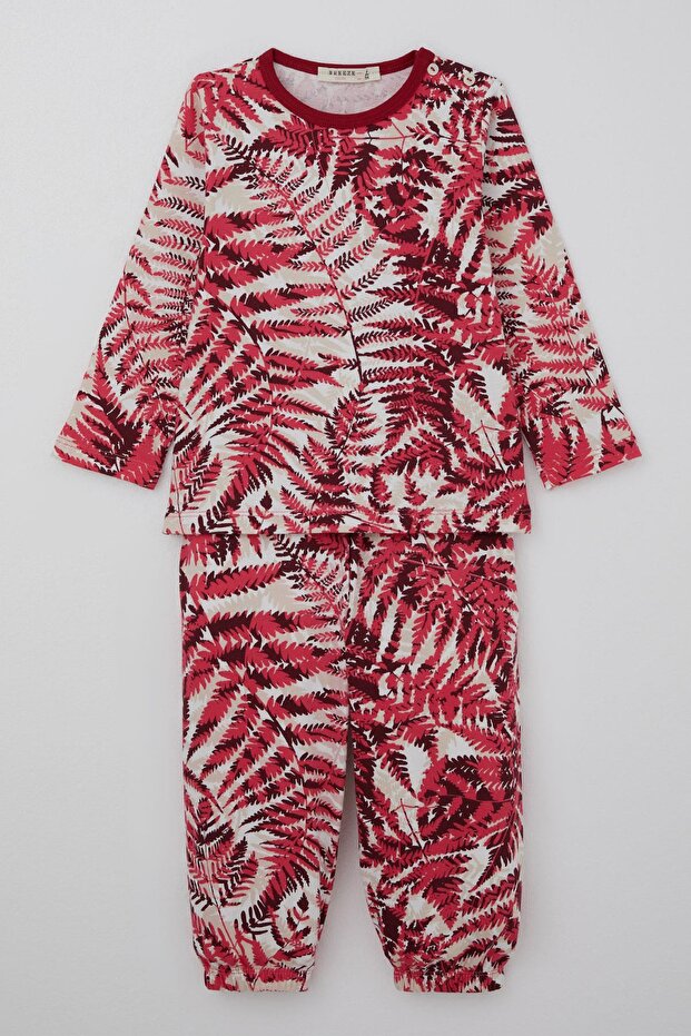 Our Baby (Breeze) Baby Girl Pajama Set, Forest Themed Leaf Pattern, 9 Months-3 Years Old, Cherry Rot