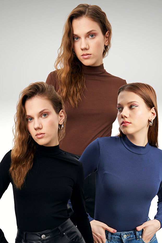Women's Black Bitter Brown Navy Blue 3-Piece Body