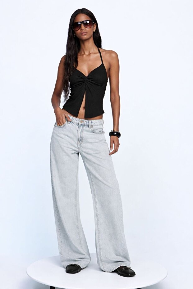 Textured, Knotted Strap Blouse - 2