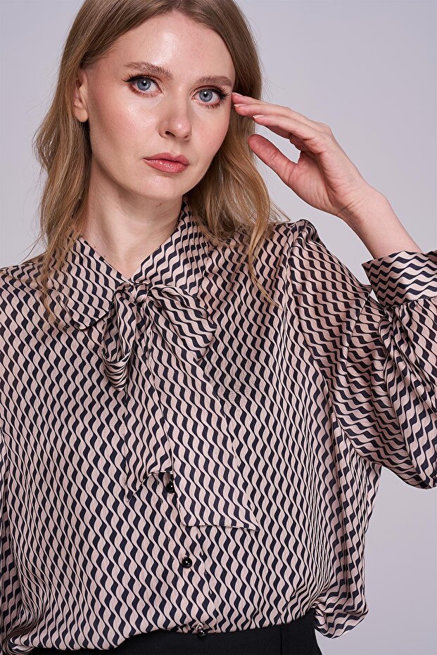 Şifon Gömlek-Kravatlı Bluz - 4