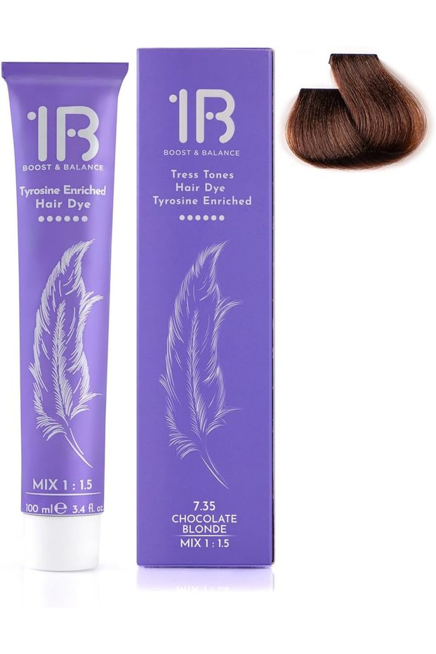 Hair Color Cream #7.35 Chocolate Blonde – Permanent Warm Blonde Hair Dye with Tress Tones Tyros