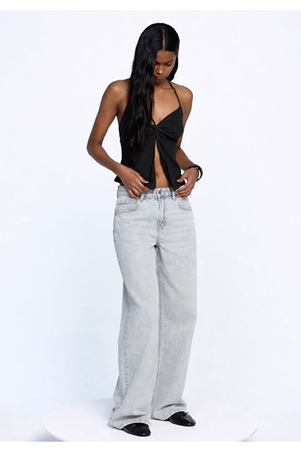 Textured, Knotted Strap Blouse - 4