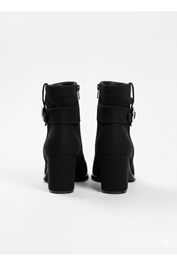 655454 Siyah Süet Topuklu Bot - 4