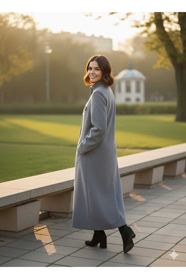 Kalın Uzun Kaşe Manto - 5