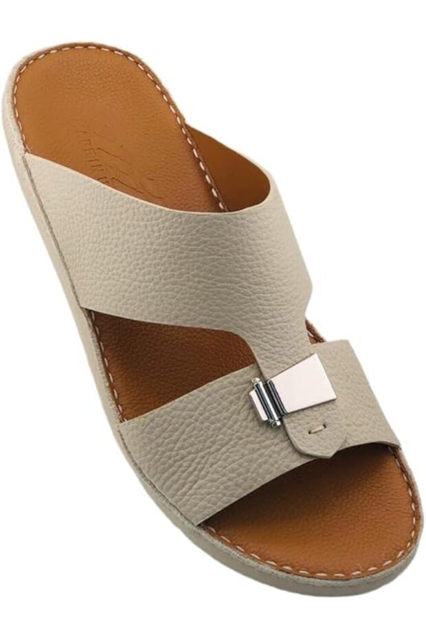 A E T Handmade Arabic Sandals For Men | Outdoor Mens Slippers | Arabic Genuine Leather with Buckle