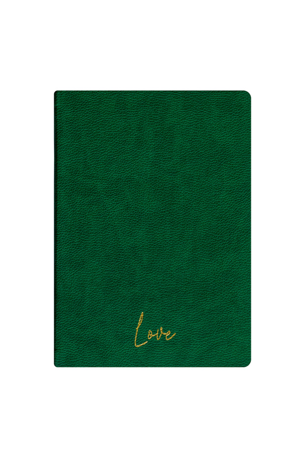 Love Notebook - Textured Thermo Hard Cover - Unlined 192 Pages – 15X21.3Cm - Green