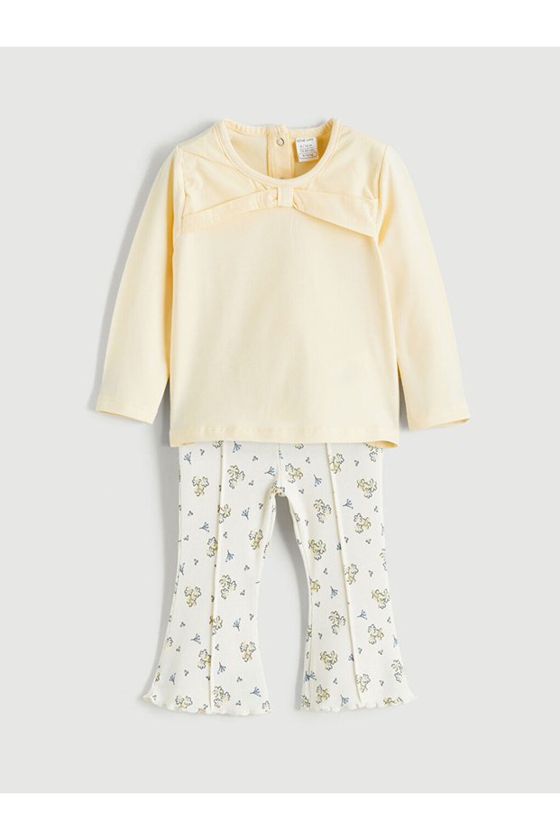 Lcw Babyyellow Floral Baby Girl Blouse and Leggings Pants