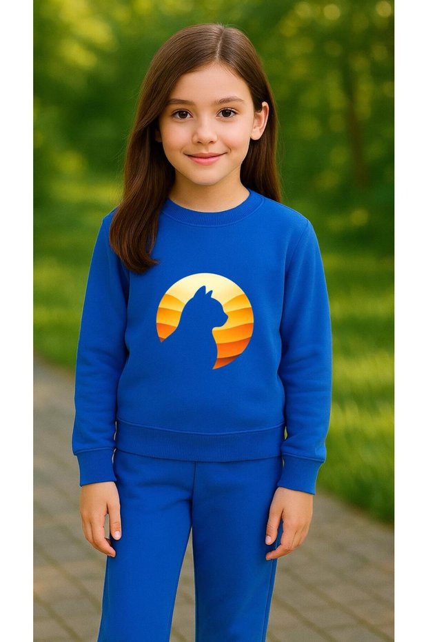 Team Sweatshirt Ay Kedi̇ B Printed Girls Boys Crew Neck3 4-5-6-7-8-9-10-11-12Years