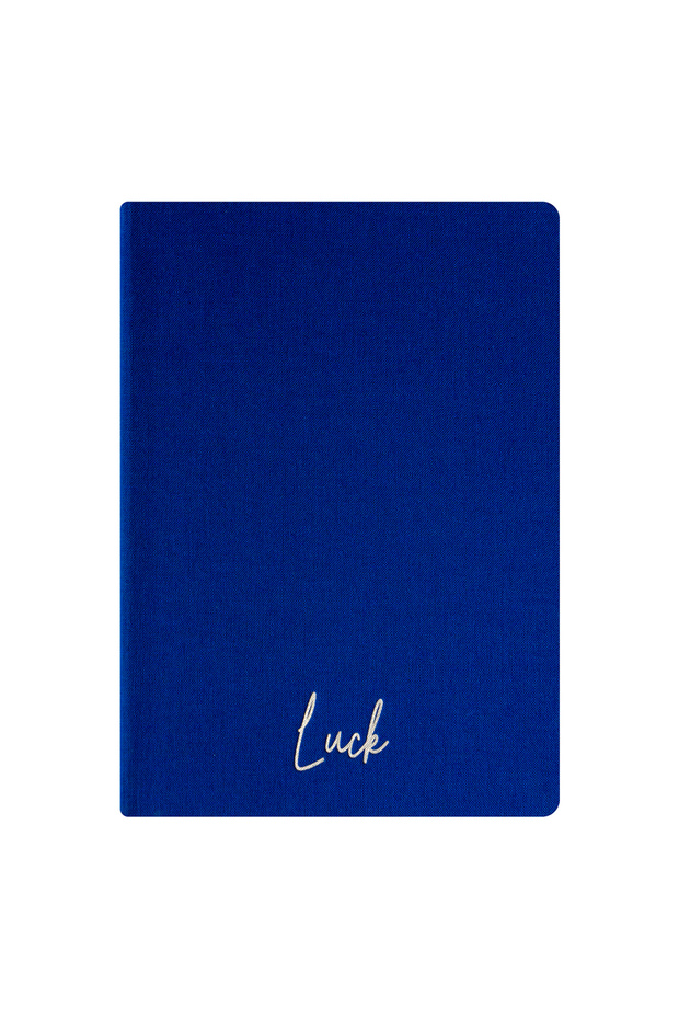 Luck Notebook - Linen Hard Cover - Unlined 192 Pages – 15X21.3Cm - Navy Blue