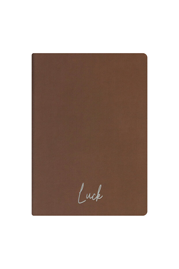 Luck Notebook - Linen Hard Cover - Checkered 192 Pages – 15X21.3Cm - Brown