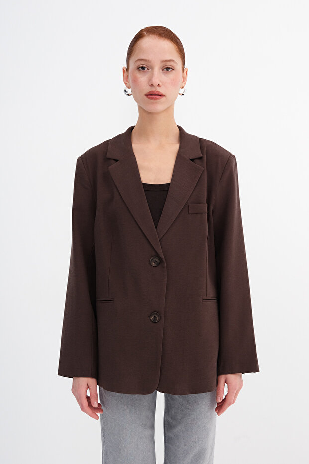 Düğmeli Blazer Ceket C7688 - 5