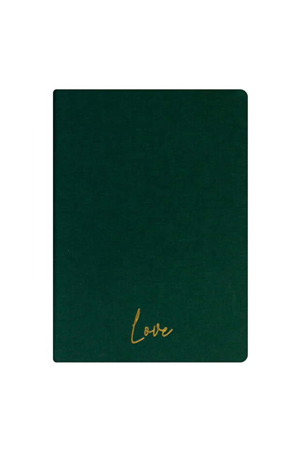 Love Notebook - Linen Hard Cover - Lined 192 Pages – 15X21.3Cm - Green