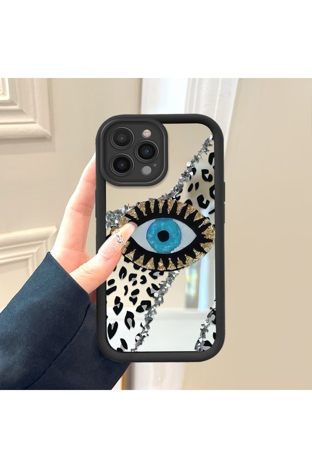 iPhone 14 Pro Compatible Lovely Eyes Mirror Anti-Fall Silicone Phone Case