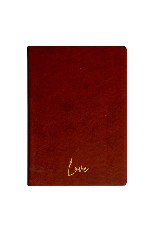 Love Notebook - Thermo Hard Cover - Checkered 192 Pages – 15X21.3Cm - Burgundy