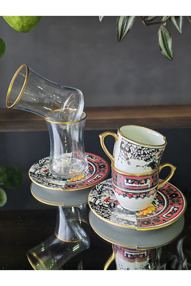 Handmade Porcelain Martin Coffee and Tea Set for 2 People