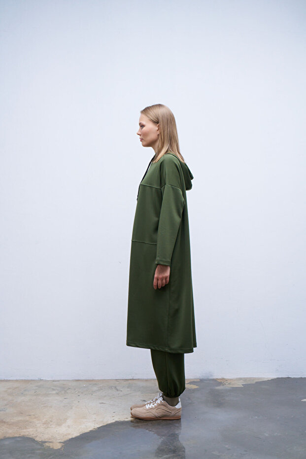 Kapişonlu Dikişli Sweatshirt - 3