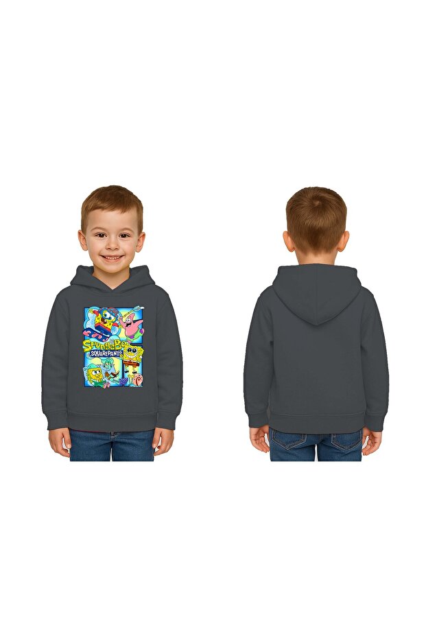 Unisex Spongebob Printed Children's Swaetshirt Hooded 3 Thread Raster
