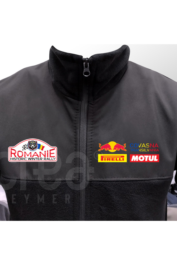 Romanian Winter Rally Non-Pilling Full Zipper Softshell Fleece - Softshell Polar Coat Black