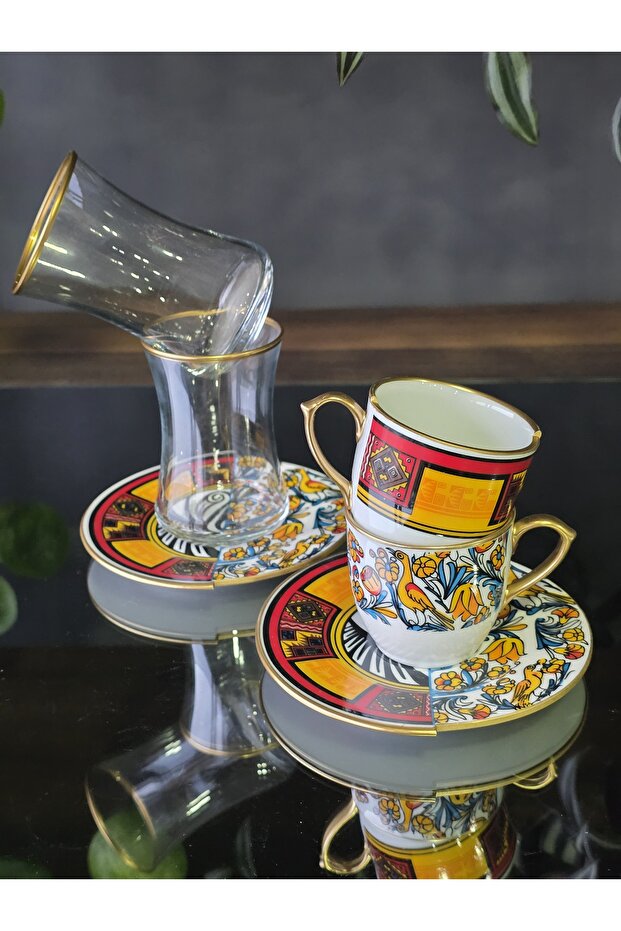 Handmade Porcelain Canga Coffee and Tea Set for 2 People