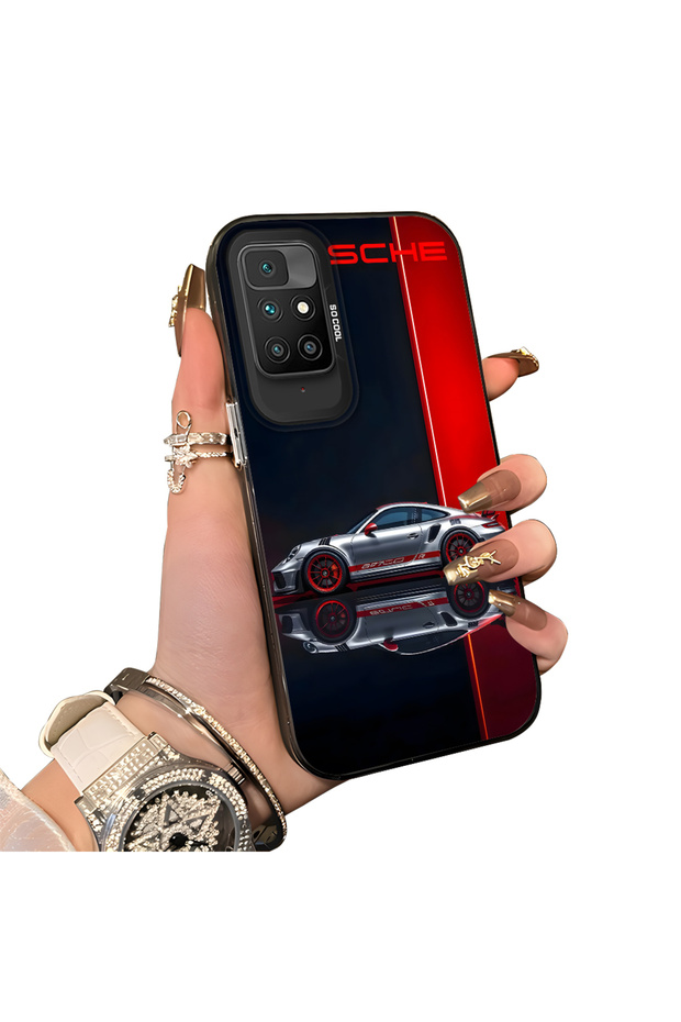 Xiaomi Redmi 10 2022 Compatible Silicone Edge Hard Back Anti-Fall Case Racing Car Style