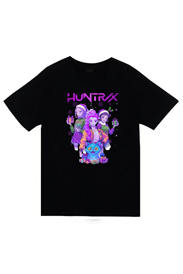 K-Pop Demon Hunters - Huntrix - New Year Printed Unisex 100% Cotton Black T-Shirt