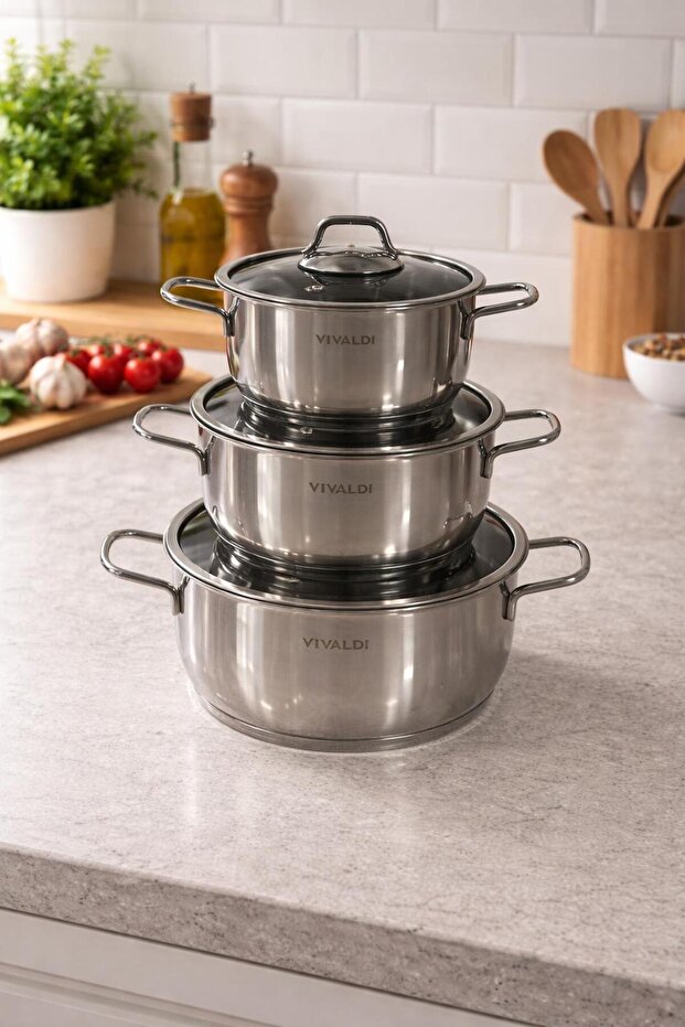 Almina Induction Base 6-Piece Steel Cookware Set